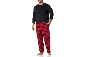 Amazon Essentials Homme Ensemble de Pyjama avec Pantalon en Flanelle et T-Shirt à Manches Longues