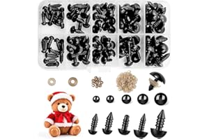 ANGELEMM Safety Eyes for Crochet Toys Making - 100PCS Crochet Safety Eyes for Animals Crafting, Amigurumi Eyes with Washer Teddy Bear Eyes Doll Craft Eyes (6-12 mm)