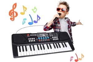 QIQUBOX 37 Tasten Klavier für Kinder Elektronisches Keyboard mit Mikrofon Musikinstrument Spielzeug für Jungen und Mädchen 3 4 5 6 7 Jährige Geschenke