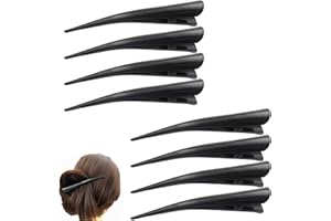 COHENTBLISS Pinzas de Pelo de Pico de Pato de Metal Pinza de Pico de Pato Antideslizantes para Pelo Grueso Y Fino el Cabello Accesorios Pelo Utensilios Peluquería Salón de Peinado para Niñas Negro 8 Piezas