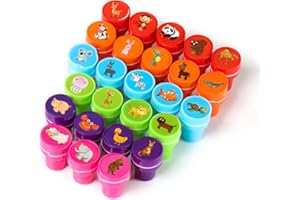Kesote 26 Pièces Animal Stamp Enfants Assortiment Couleur Set Auto Encrage Timbres Jouet Cadeau (Animaux de la Ferme, Animaux de la mer)