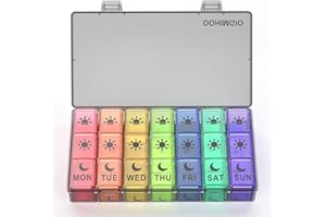 DOHIMGIO 7 Day Pill Box Organiser 3 Times a Day, Large Weekly Pill Box Case with 21 Compartments for Morning Noon Evening - Rainbow Colour