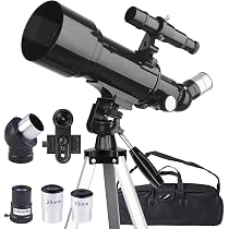 Telescopio Astronomico 70/400 Mm Per Principianti – Con Treppiede, Cercatore 5x24, Adattatore Per Telefono E Zaino (nero)
