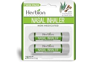 Herbion Naturals Naseninhalator, 2er-Pack – Dampfstangen mit ätherischen Ölen für erfrischende Linderung und Nasenkomfort, nicht medizinische Formel mit Menthol, Eukalyptus, Nagelöl für den mobilen