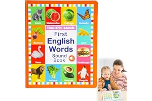 KOLGEIKJ My First English Sound Toy, First English Words Sound Book, Englis-h Words Speaking Book, 470+ Words, 21 Themes, Fun Wor-d Games, Educational Games for Kids, Perfect Educational Gift (A)