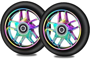 NONMON 2 Pezzi Scooter Ruote per Monopattino Freestyle 110mm 88A con Cuscinetti ABEC 9, Rotelle di Ricambio Sostituzione Wheel Set per PRO Stunt Scooter - Multicolore