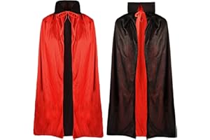 Amsixnt Capa de Vampiro de Halloween, Capa de Halloween, Capa Disfraz Reversible, Capa Disfraz, Capa de Halloween Negro, Rojo, Capa de Vampiro para Adultos, Niños