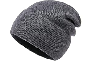 Lallier Bonnet 100% Laine mérinos pour Homme et Femme, Bonnet d'hiver Chaud en Tricot côtelé en Pure Laine avec boîte-Cadeau