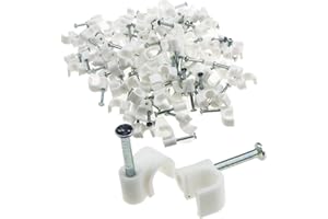 ENTIE Round White 5mm Cable Clips Secure Fastenings Cables [100 Pack]