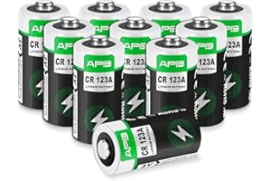 VEMFAY Batteria CR123A, 10 Pile CR123a 3V Litio Lunga Durata Batterie CR123 per Dispositivi Leggeri con Elevato Fabbisogno Energetico, Torce, Rilevatori di Fumo, Sistemi di Allarme, Proiettori, Telecamere