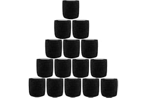 NELLHOMY 15 Rollen Selbstklebender Verband,5cm x 4,5m Schwarz Haftbandage Selbstklebend, Elastischer Fixierbinde Kohäsive Bandage für Sport, Binde Bandage für Vet Wrap Pet für Katze,Hund,Pferd