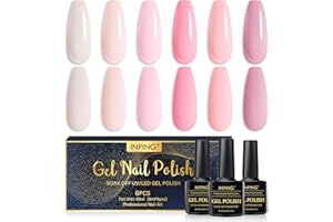 INPING Vernis Semi Permanent Rose,6 Couleurs Blanc Laiteux Rose Nude Rose Pâle Mat Vernis Semi Permanent Gel UV LED Vernis à Ongles Pour Débutant Nail Art DIY Salon,8ML