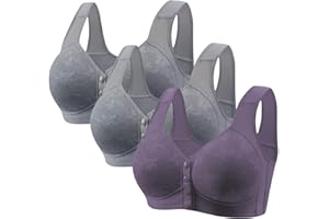 LUOLUOLUO 3 Pieces Women Lace Everyday Bra UK Sale Clearance, Front Fastening Bras Ladies Front Closure Sports Bra, Sleeping Bras High Support Large Bust Bralette Leisure Underwear Workout Yoga Crop Top
