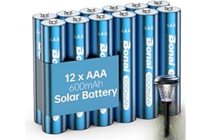 BONAI Rechargeable AAA Batteries, 12-Pack 1.2V Ni-MH, Low Self-Dischase & Pre-Charged, Universal for Cordless Phones, Solar Lights, Remote Controls, LED Lights and More