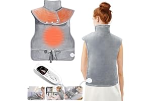 Vautvis Poduszki grzewcze na plecy, szyi i ramion z 6 ustawieniami temperatury, Elektryczne na plecy, Podkładka grzewcza Elektryczna podgrzewana tkanina na szyję i ramiona dla ulgi w bólu