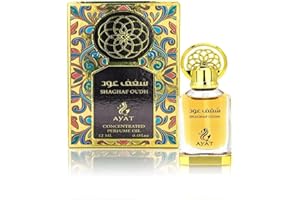 AYAT PERFUMES - Olejek perfumowany 12ml - Ekstrakt perfumowy bez alkoholu, wysokiej jakości piżmo, unisex, orientalny, arabski, oud, naturalny, bursztyn, Dubai (Shaghaaf Oud)