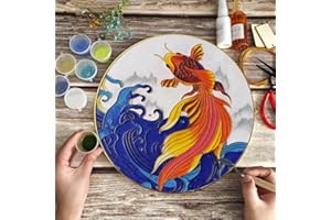 TANZEQI Cloisonne Enamel Painting DIY Kit for Chinese Cloisonné Enamel Art of Lucky Carp, Intangible Cultural Heritage Decorative Painting Ornaments (Orange)