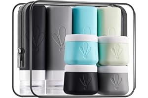 INSFIT 8 Stück Silikon Reiseflaschen Set, TSA genehmigte Reiseflaschen Zum Befüllen, 90ml Reiseset Flüssigkeiten 60ml Cremedosen Zum Befüllen, auslaufsichere Travel Bottles Reise Gadgets