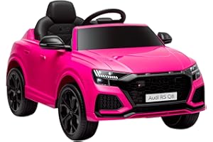HOMCOM Audi RS Q8 Licensed Electric Car for Kids, 6V Kids' Electric Ride on with Remote Control, 7Ah Big Battery, Lights Bluetooth, Music USB, for 3-5 Years Old, Pink