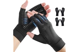 Donfri Lot de 2 paires de gants de compression en cuivre pour homme et femme Noir (M)