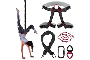 DASKING Upgraded Ariel Yoga Bungee Fitness Equipment Set, Adjustable Bungee Fitness Harness Cord Workout Equipment for Home Gym Exercise Grawyti Yoga 4D Pro Flying Sling Bungee Dance Rope Kit