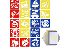 APKPESTERML 18Pcs Stencil per Pittura, Stencil di Disegno a Colori per Bambini Plastica Riutilizzabili Strumento di Pittura Animali Stampini Stencil a Forma di Animale per Pittura Scrapbooking Creazioni Fai da Te