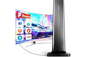 BIGEFEIXU Antena TV Interior 2025 - Recepción 360° y Alcance de hasta 580 km, Compatible con Smart TV, Señal Estable en 4K/1080P, Base Magnética Potente, Disfruta de Canales Locales sin Suscripción