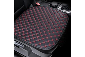 YUNZLAN Housse/Protecteur de siège de Voiture Universel en Cuir, Coussin de siège de Voiture Avant/arrière avec Fond antidérapant (Noir&Rouge, 1 Coussin de siège Avant)