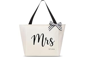 Vavabox Bridemaid Gifts, Mrs Tote Bag for Women, Bridal Shower Gifts for Bride, Wedding Bachelorette Bride Gifts Handbag Gifts for Her