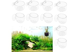 Gukasxi 10 Stück Blumentöpfe aus Acryl mit Saugnäpfen für Aquarien (rot)