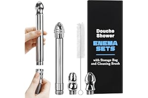 ALBEFER Shower Enema Douche Nozzle Shower Attachments Kits with 3 Aluminum Shower Heads, Cleaning Brush and Velvet Storage Bag, 7 Holes Bath Accessories Handheld Water Shower Nozzle for Men Women Cleaning