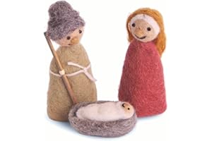 ‎GRY & SIF Én Gry & Sif Jesus Maria Josef Krippenfigur Krippe Filz Handarbeit Fairtrade Krippe Weihnachtskrippe 10 cm