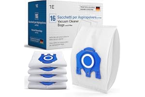1E 16 sacchetti per aspirapolvere Miele [Complete C3 & C2, Classic C1] sostituisce GN con 4 filtri motore e 4 aria di scarico [S8000, S5000, S2000, S800 & S600]