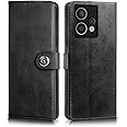 WOW IMAGINE Shock Proof Flip Cover Back Case for HMD Crest Max 5G (Magnetic Button Flip Case | Wallet Pockets & Stand | Leather Finish | Haze Black)
