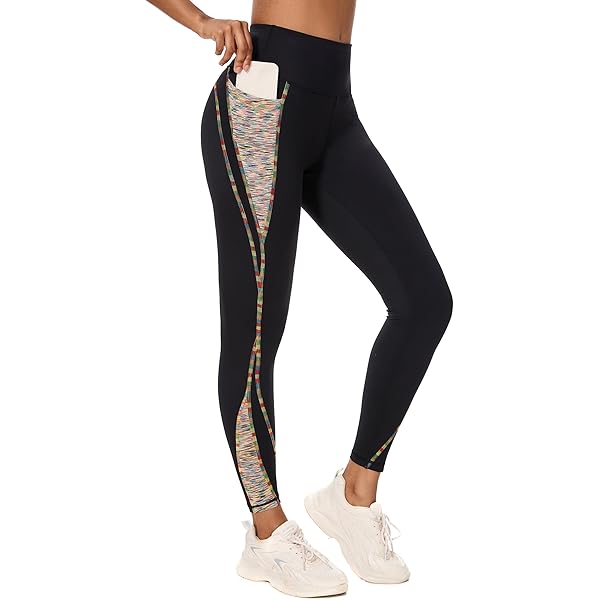 Yvette Sportlegging voor dames, met zak, zakje,gaasdoek (mesh), hoge taille, sportbroek, streetwear, sportlegging,Zwart,XL