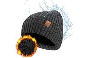 ACUSHLA Wasserdichte, winddichte Mütze mit Manschette – dicke Fleece-gefütterte Strickmütze für Damen und Herren, warme Uhrenkappe für kaltes Wetter
