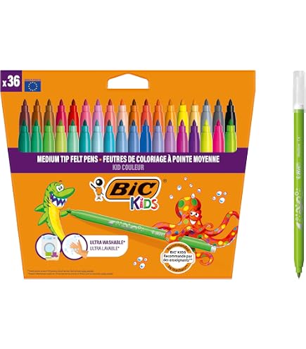 Maped Color's Peps Ocean's – 18 Rotuladores De Colores Con Punta Media, Tinta Lavable, Ideales Para Niños Y Dibujo Creativo