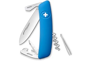 Swiza D03 Couteau Suisse, Verrouillage de la Lame, poignée Anti-dérapante Bols Rouge Noir Blanc Bleu Bleu, 16.8