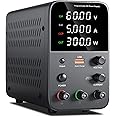 NALACAL DC Power Supply Variable, Bench Power Supply with Encoder Adjustment Knob, Output Enable/Disable Button, Adjustable Power Supply with USB Quick-Charge, Short Circuit Alam (60V 5A Black)
