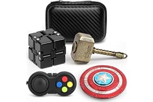 LNCOJOLM Fidget Toy Pack Hammer Fidget Spinner Fidget Pad Controller Infinity Cube for Kids Adults, Metal Finger Hand Spinners Sensory Toys Stress Anxiety Relief Birthday Gift (4 Pack)