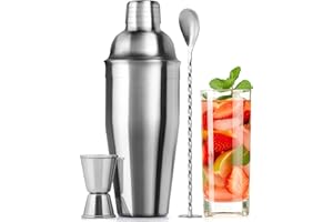ZULAY KITCHEN Großes 24-oz-Edelstahl-Cocktail-Shaker-Set – Mischgetränke-Shaker – Martini-Shaker-Set mit integriertem Sieb, doppelseitigem Jigger und Kombi-Stößel-Rührlöffel – Pro Margarita Shaker – von Zulay