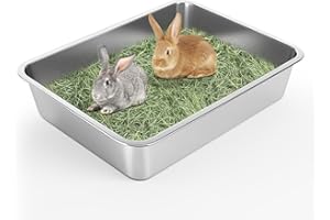 IKITCHEN Stainless Steel Cat Litter Box, Large Metal Litter Pan for Cats Rabbits, Never Absorbs Odors,Stain Free, Rustproof, Non Stick Smooth Surface, Anti-slip Rubber Bottom, 17.7"L x 13.7"W x 4"H