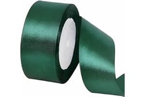 POPOYU Cinta Verde Oscuro Ancha 40mm, 23m Cinta de Satén Cinta Regalo Cinta Tela, Cinta de Lazo, Cinta de Globos, Cinta para Envolver Regalos, Navidad, Coche, Manualidades, Boda Cumpleaños Fiesta