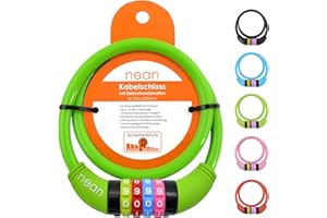 nean Candado de bicicleta infantil, con código de combinación de números, multicolor, 10 x 650 mm (verde)