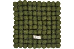 Grült Home Trivet - Felt Trivet for Cups, Pots, Pans and Cups, Hand-Felted in Nepal (Dark Green, Square 20 cm)