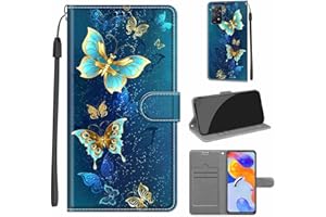 KENHONER Funda para Xiaomi Redmi Note 11 Pro 5G Carcasa, Case para Xiaomi Redmi Note 12 Pro 4G Funda Libro con Tapa Piel Case Flip Cuero,Cierre Magnético Antichoque - Mariposa