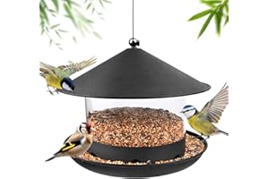 AMBESTY Mangeoire Oiseaux Exterieur,1.8L Grande Capacité Voliere Oiseaux Exterieur pour Oiseaux Sauvages Résistant aux Intempéries,Imperméable pour Petits Sauvages en Jardin Parc
