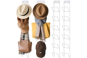 Jcocylse 12er-Set Kappenhalter mit 2 Haken – Cap Halterung Wand für Baseballcaps, Schals & Perücken – Multifunktional für Tür, Schrank & Wand – Cap Organizer zur platzsparenden Aufbewahrung (Weiß)