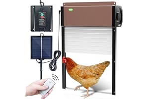 Yoarmyt 2023 Automatisch Hühnerklappe Solar Mit Timer, Lichtsensor, Elektrische Hühnerstall Türöffner, Automatisch Hühnertür Für Hühner, Manuelles Öffnen und Fernbedienung, Sichere Hühnerzucht