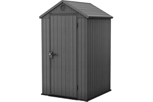 Keter Casetta da Giardino Darwin 4x4, Finitura Effetto Legno, Colore Grigio, 1,4 m², 125,8x117x205H cm